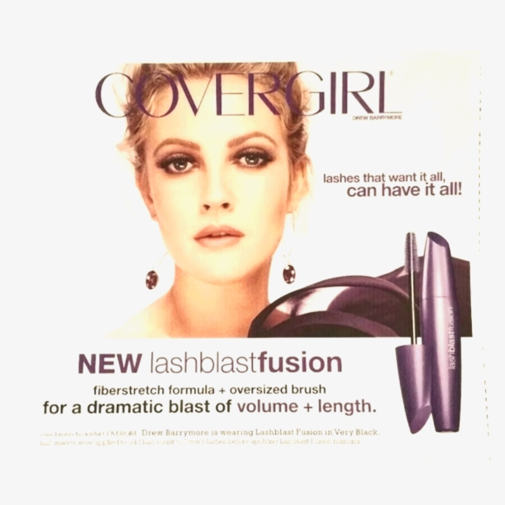 Drew Barrymore Covergirl Lash Blast Fusion Mascara Advertisement SUPER RARE!!